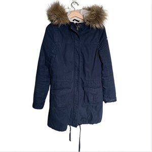 Abercrombie & Fitch blue Winter Jacket with faux fur hood size medium